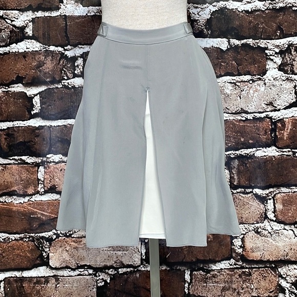 CLUB MONACO Skirt Gray White Silk Split Front Size 00 - Picture 3 of 10